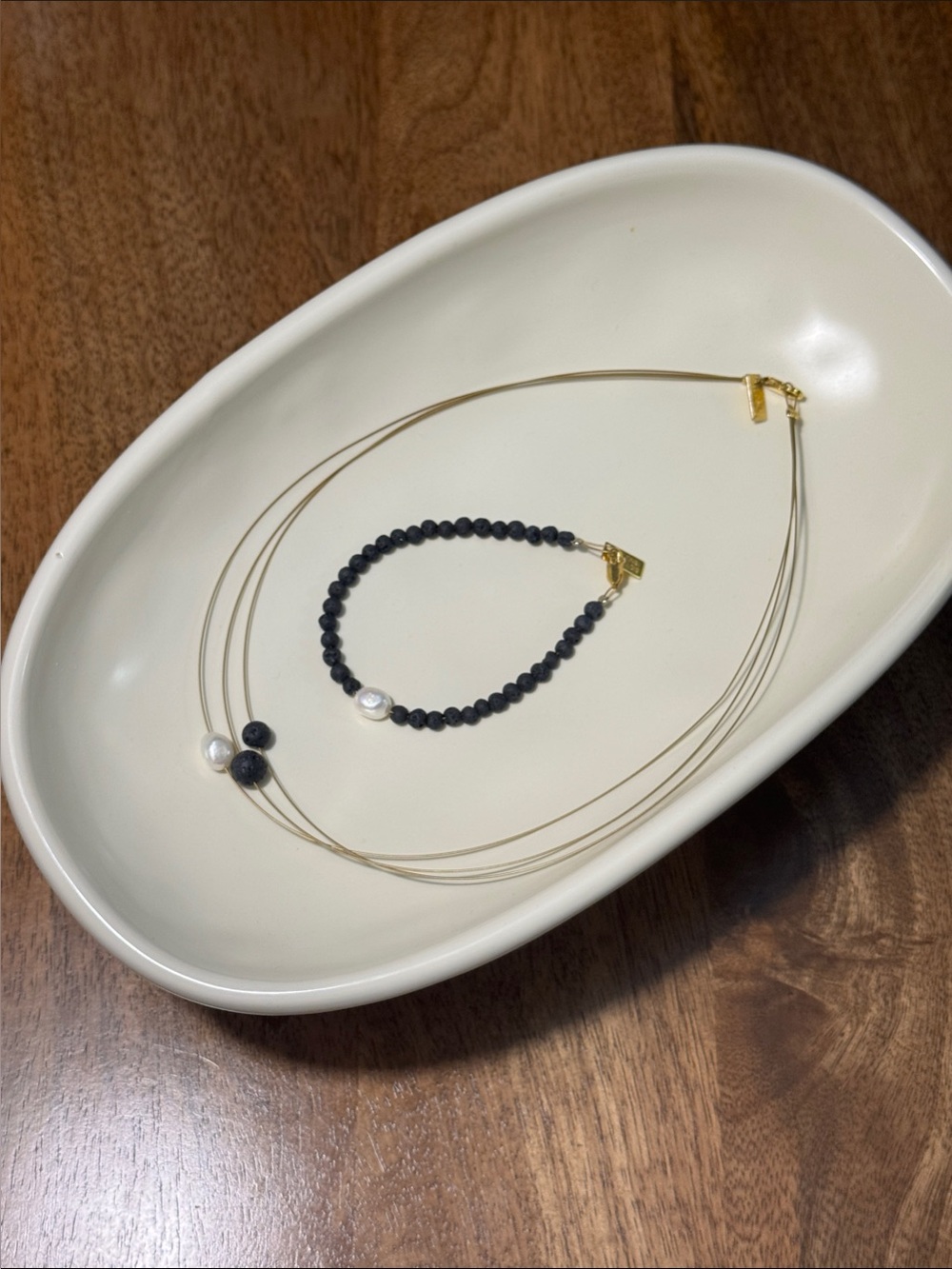 Athens Protasis Black Beads and White Pearl Set